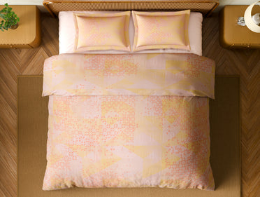 Organic Cotton Large Bedsheet, 180 TC, Geometric, Light Blush