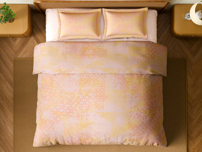 Organic Cotton Large Bedsheet, 180 TC, Geometric, Light Blush
