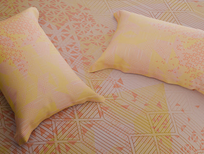 Organic Cotton Large Bedsheet, 180 TC, Geometric, Light Blush