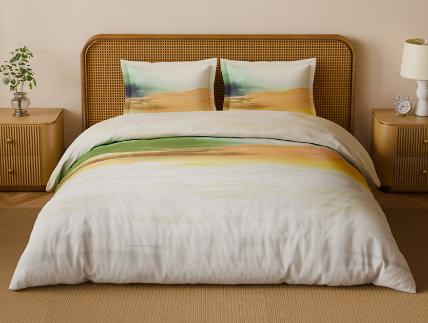 Organic Cotton Large Bedsheet, 180 TC, Abstract, Orange