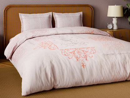 Organic Cotton Large Bedsheet, 180 TC, Ornate, Light Blush