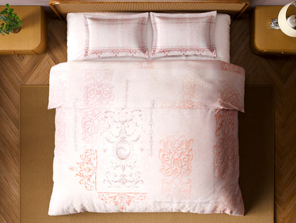 Organic Cotton Large Bedsheet, 180 TC, Ornate, Light Blush