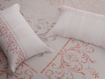 Organic Cotton Large Bedsheet, 180 TC, Ornate, Light Blush