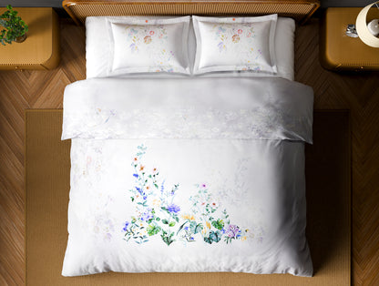 Organic Cotton Large Bedsheet, 180 TC, Floral, Light Violet