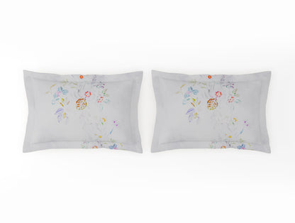 Organic Cotton Large Bedsheet, 180 TC, Floral, Light Violet