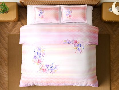 Organic Cotton Large Bedsheet, 180 TC, Floral, Light Violet