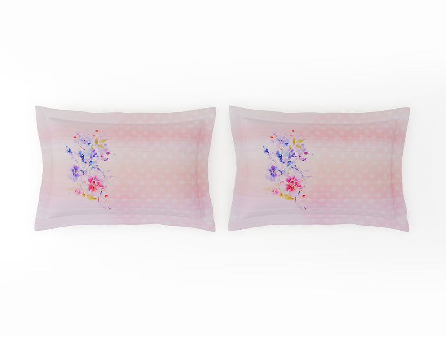 Organic Cotton Large Bedsheet, 180 TC, Floral, Light Violet