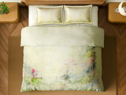 Organic Cotton Large Bedsheet, 180 TC, Floral, Light Yellow