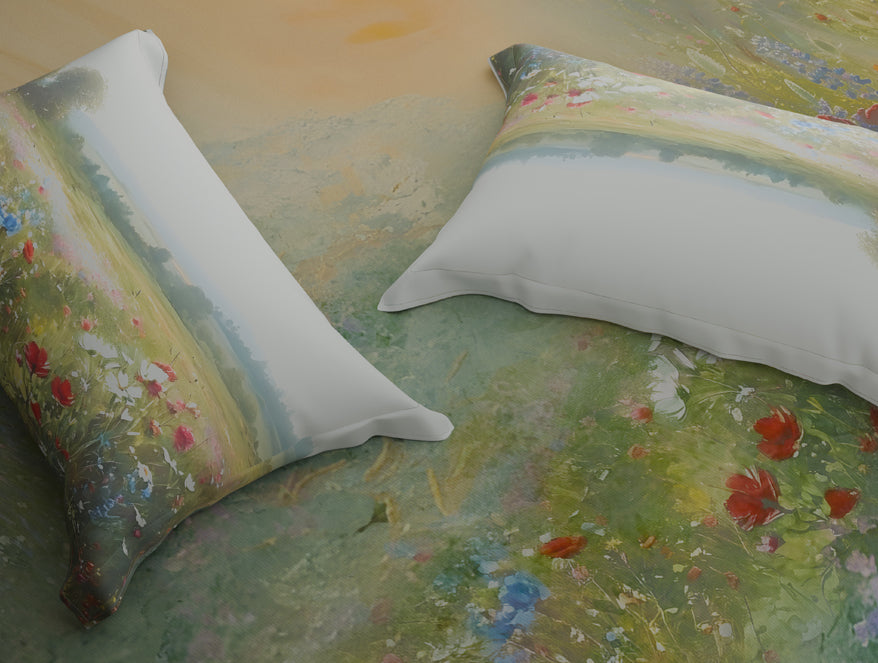 Organic Cotton Large Bedsheet, 180 TC, Floral, Light Green