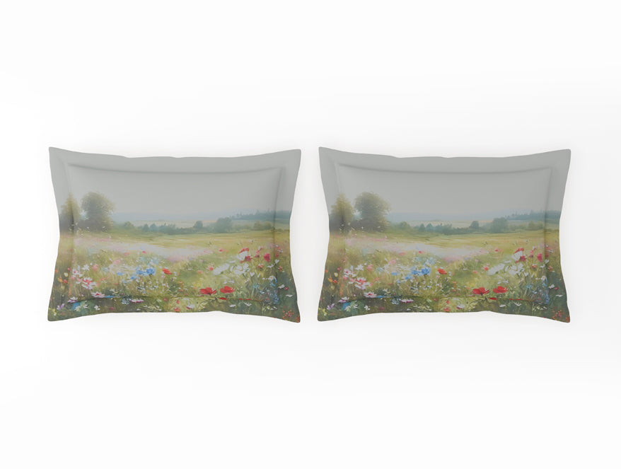 Organic Cotton Large Bedsheet, 180 TC, Floral, Light Green