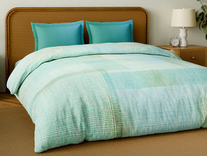 Organic Cotton Large Bedsheet, 180 TC, Geometric, Light Blue