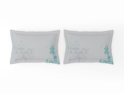 Organic Cotton Large Bedsheet, 180 TC, Abstract, Light Grey