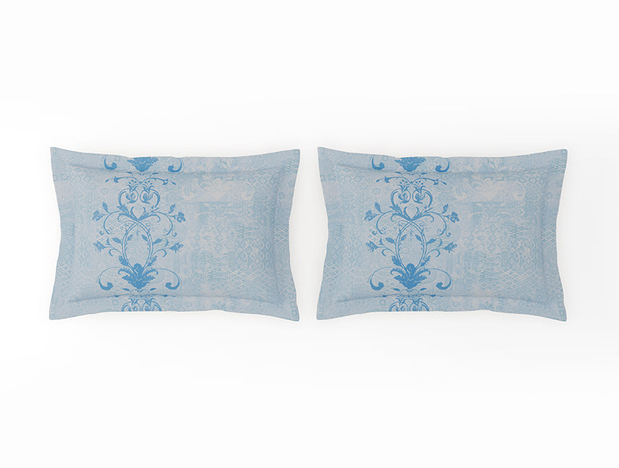 Organic Cotton Large Bedsheet, 180 TC, Ornate, Light Blue