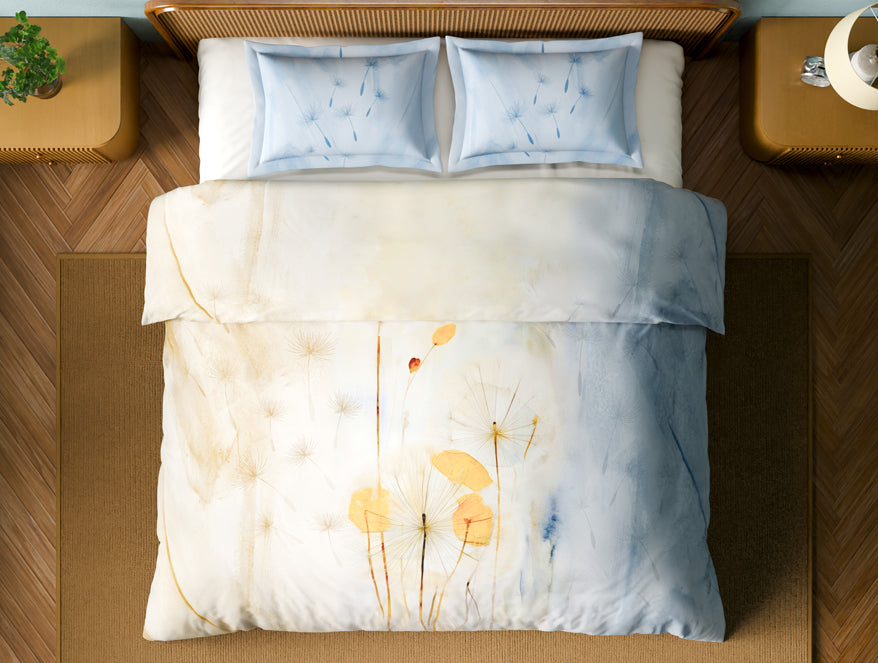 Organic Cotton Large Bedsheet, 180 TC, Floral, Light Taupe