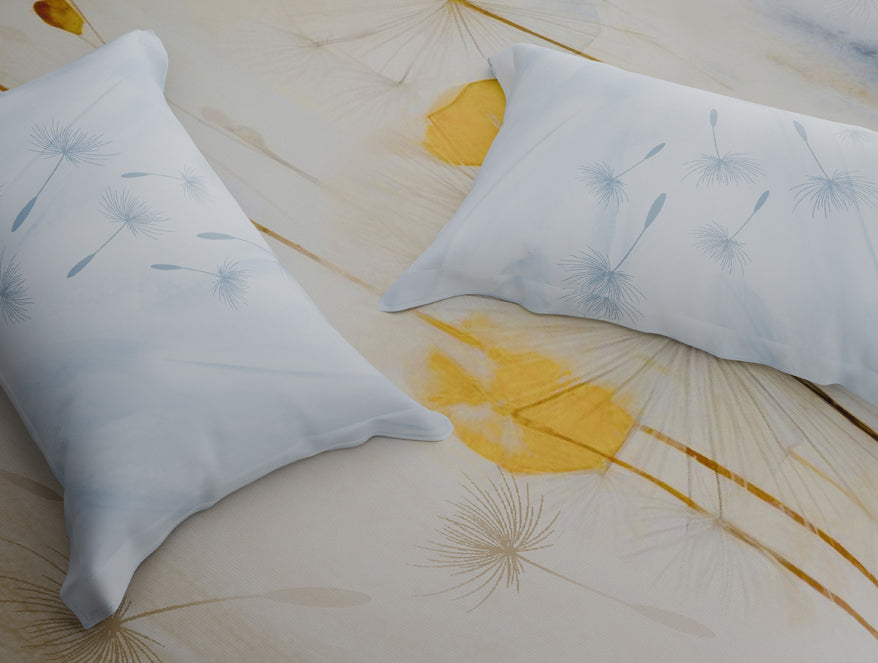 Organic Cotton Large Bedsheet, 180 TC, Floral, Light Taupe