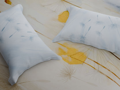 Organic Cotton Large Bedsheet, 180 TC, Floral, Light Taupe