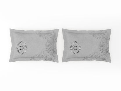 Organic Cotton Large Bedsheet, 180 TC, Ornate, Light Grey