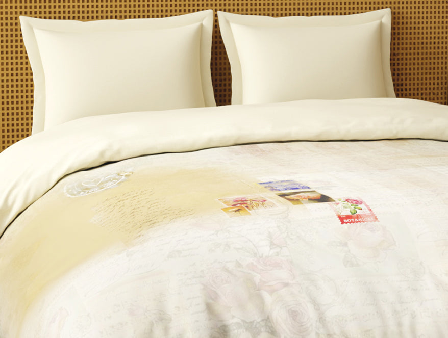 Organic Cotton Double Quilt, 180 TC, Floral, Light Peach