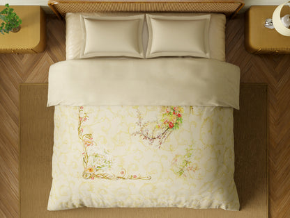 Organic Cotton Double Quilt, 180 TC, Oranate, Cream