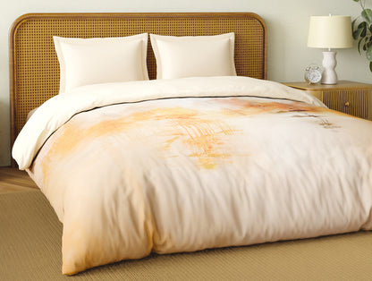 Organic Cotton Double Quilt, 180 TC, Floral, Light Peach