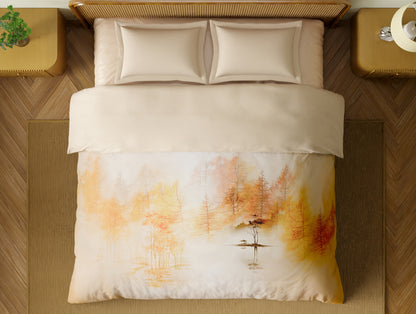 Organic Cotton Double Quilt, 180 TC, Floral, Light Peach