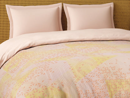 Organic Cotton Double Quilt, 180 TC, Geometric, Light Blush