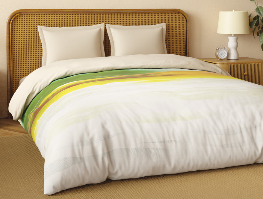 Organic Cotton Double Quilt, 180 TC, Abstract, Orange