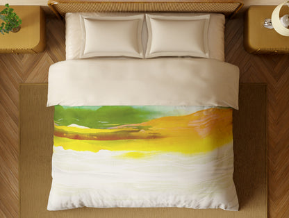 Organic Cotton Double Quilt, 180 TC, Abstract, Orange