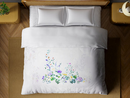 Organic Cotton Double Quilt, 180 TC, Floral, Light Violet