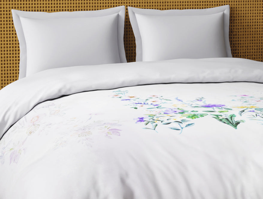 Organic Cotton Double Quilt, 180 TC, Floral, Light Violet