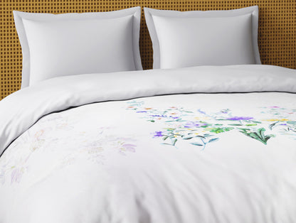 Organic Cotton Double Quilt, 180 TC, Floral, Light Violet