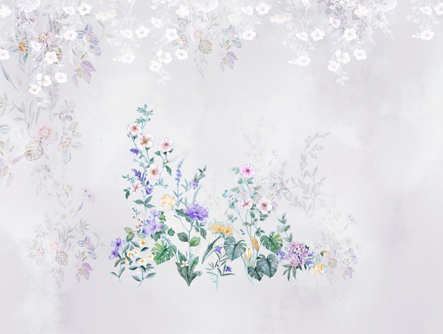 Organic Cotton Double Quilt, 180 TC, Floral, Light Violet