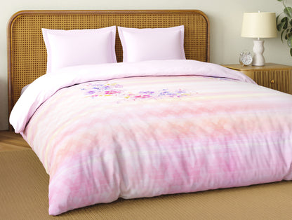 Organic Cotton Double Quilt, 180 TC, Floral, Light Violet