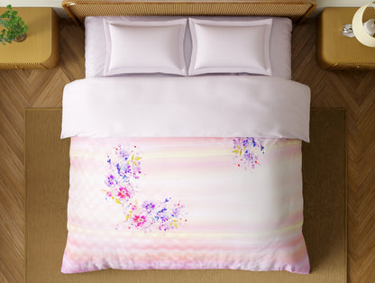 Organic Cotton Double Quilt, 180 TC, Floral, Light Violet