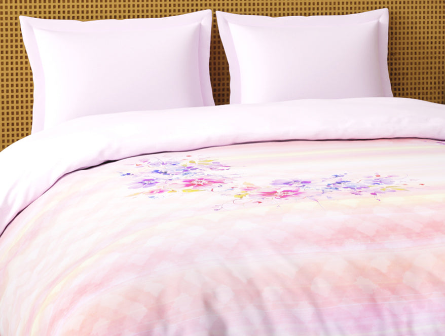 Organic Cotton Double Quilt, 180 TC, Floral, Light Violet