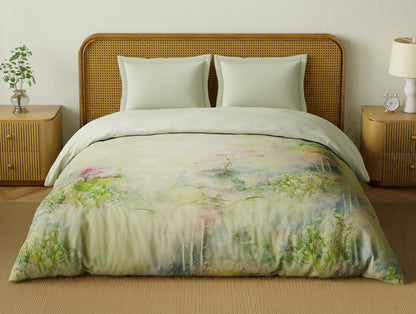 Organic Cotton Double Quilt, 180 TC, Floral, Light Yellow