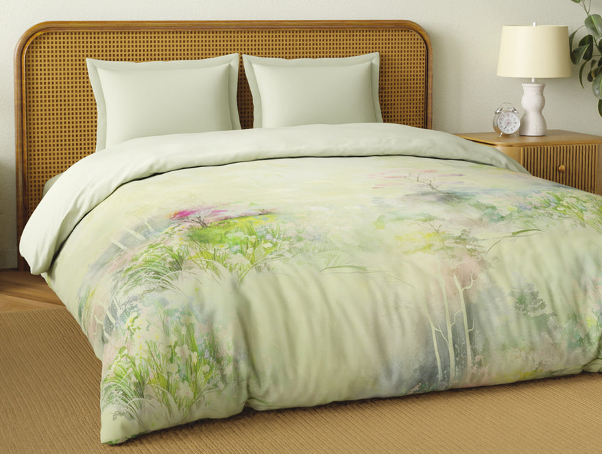 Organic Cotton Double Quilt, 180 TC, Floral, Light Yellow