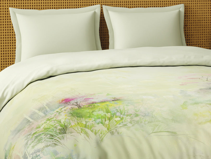 Organic Cotton Double Quilt, 180 TC, Floral, Light Yellow
