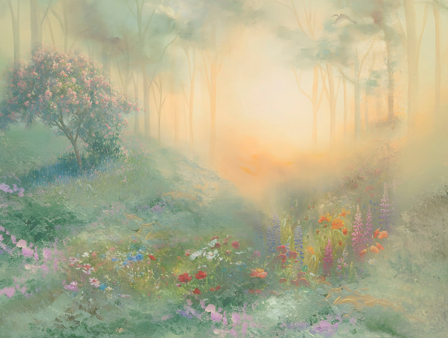 Organic Cotton Double Quilt, 180 TC, Floral, Light Green