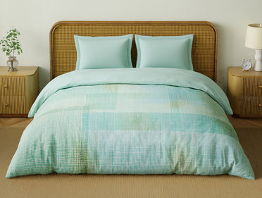 Organic Cotton Double Quilt, 180 TC, Geometric, Light Blue