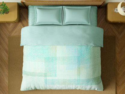Organic Cotton Double Quilt, 180 TC, Geometric, Light Blue
