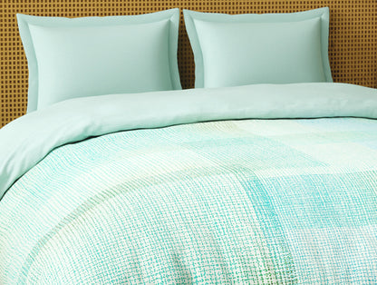 Organic Cotton Double Quilt, 180 TC, Geometric, Light Blue