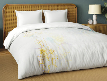 Organic Cotton Double Quilt, 180 TC, Abstract, Light Grey