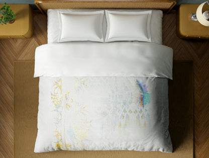 Organic Cotton Double Quilt, 180 TC, Abstract, Light Grey