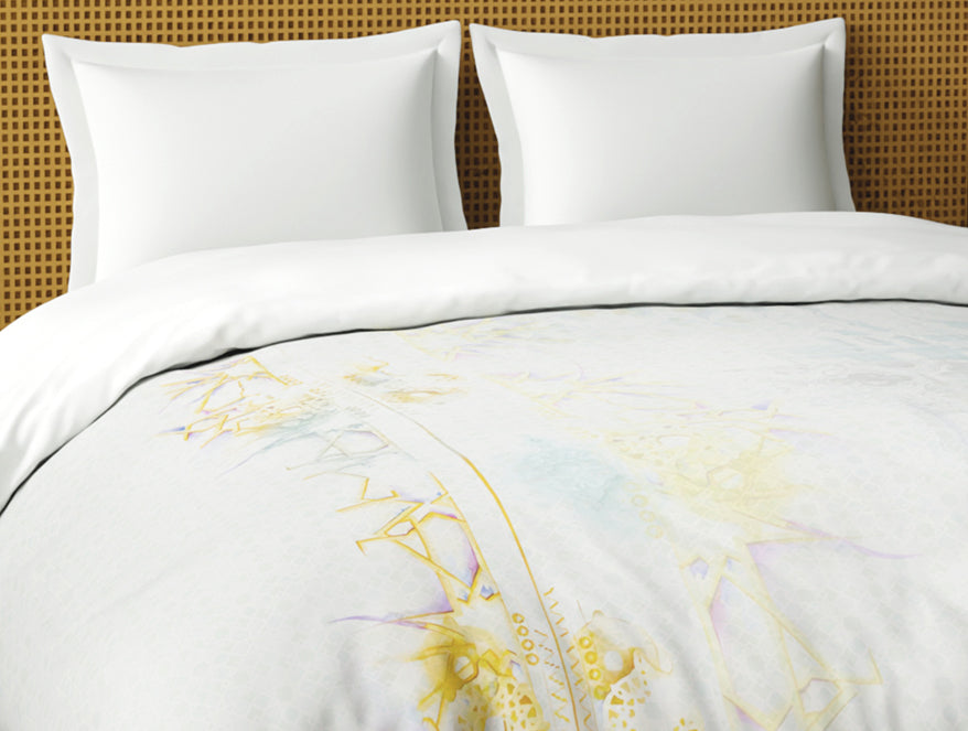 Organic Cotton Double Quilt, 180 TC, Abstract, Light Grey