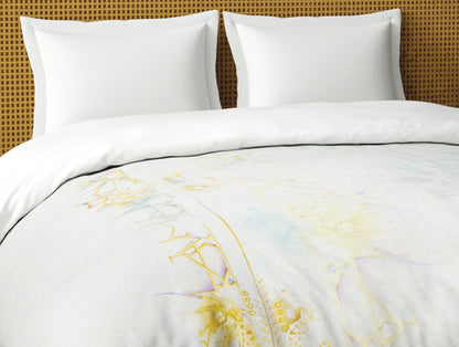 Organic Cotton Double Quilt, 180 TC, Abstract, Light Grey