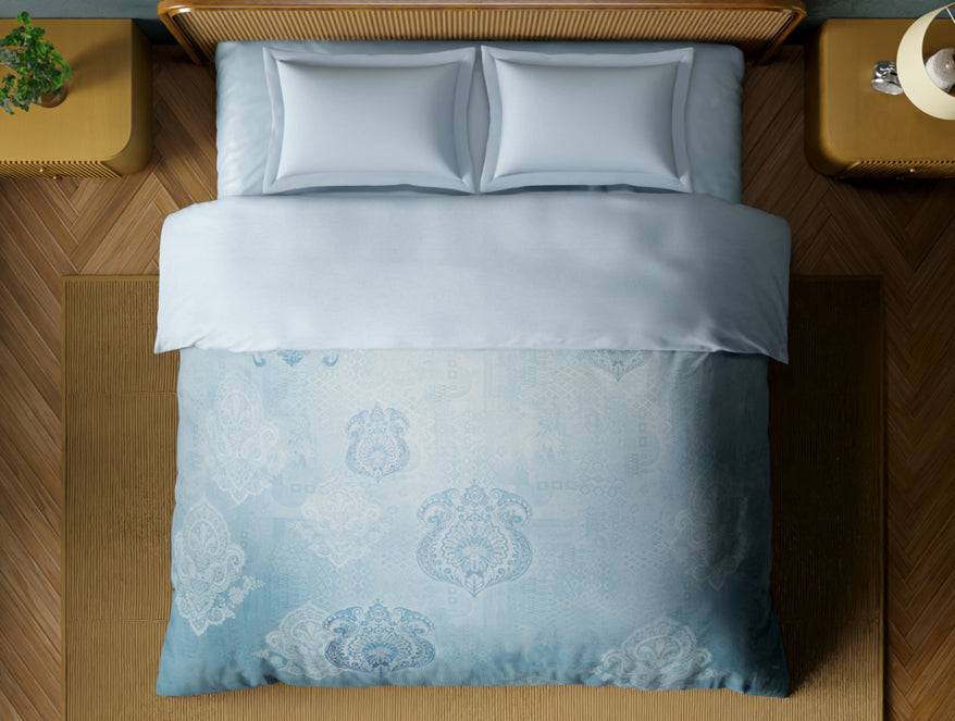 Organic Cotton Double Quilt, 180 TC, Oranate, Light Blue