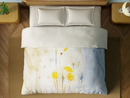 Organic Cotton Double Quilt, 180 TC, Floral, Light Taupe