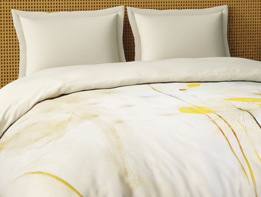 Organic Cotton Double Quilt, 180 TC, Floral, Light Taupe