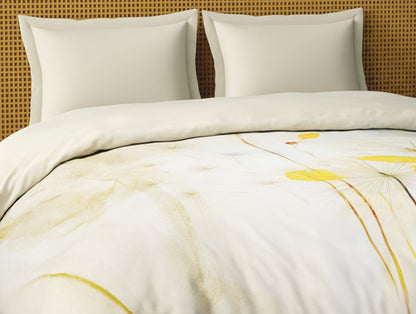 Organic Cotton Double Quilt, 180 TC, Floral, Light Taupe